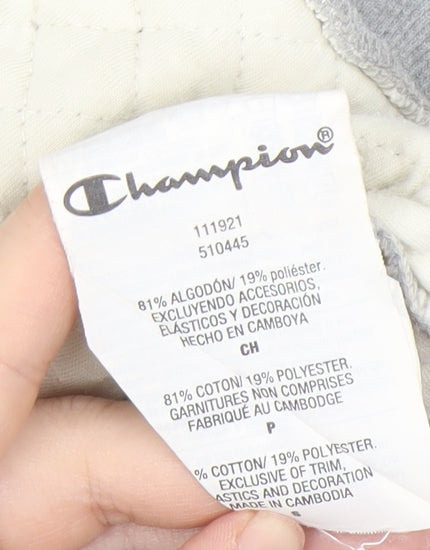 Champion Men’s Grey Full Zip Hoodie - Small, Quilted Style