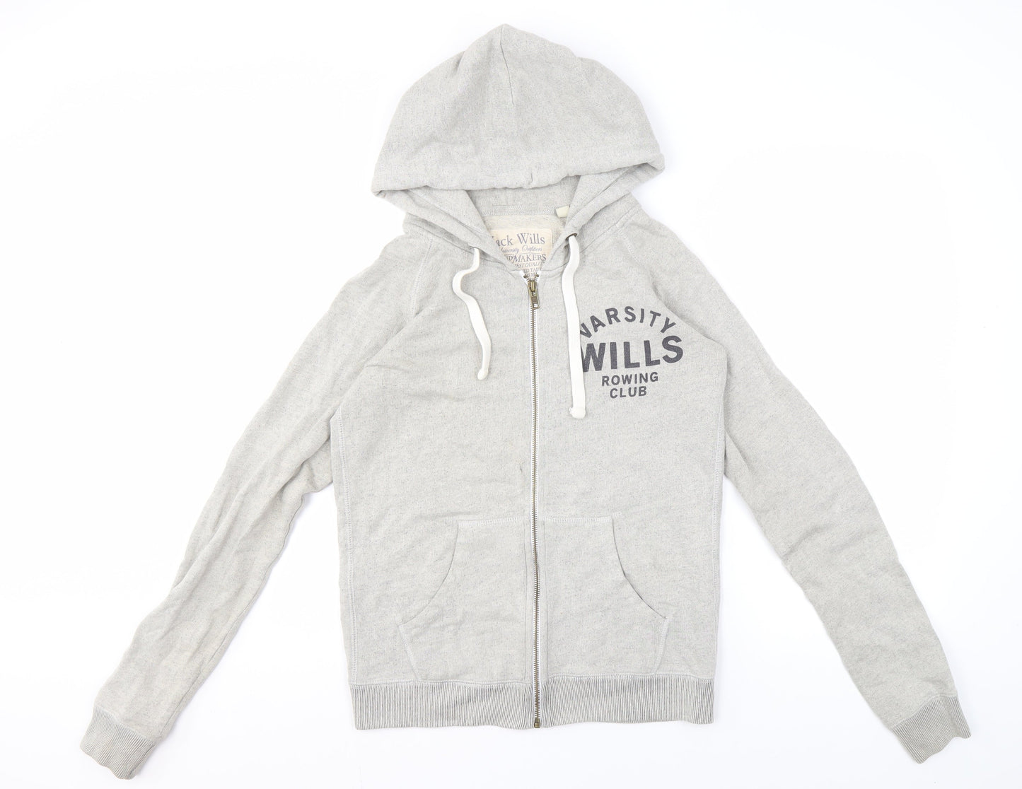 Jack Wills Women's Grey Full Zip Hoodie Size 8