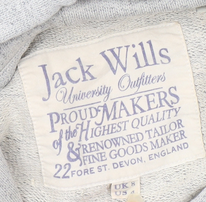 Jack Wills Women's Grey Full Zip Hoodie Size 8