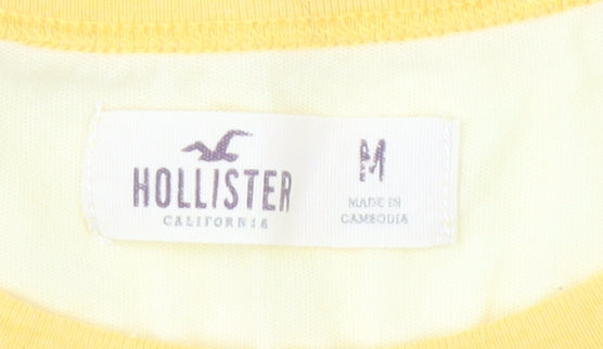 Hollister Women’s Yellow Ringer T-Shirt, M, Floral