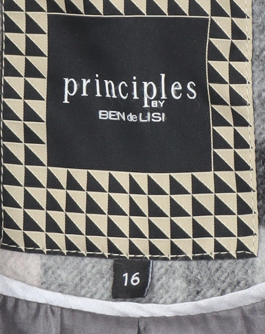 Brand and care label for Principles by Ben de Lisi Women's Plaid Blazer, size 16