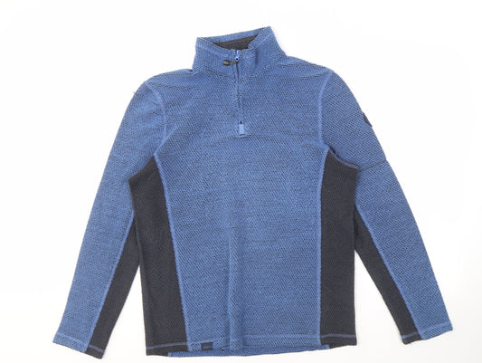 Weird Fish Men's Blue 1/4 Zip Knit Sweatshirt M