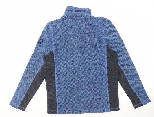 Weird Fish Men's Blue 1/4 Zip Knit Sweatshirt M