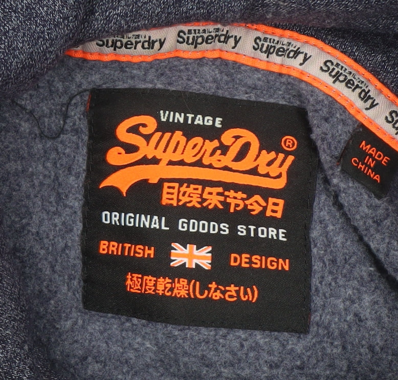 Superdry Men's Blue Pullover Hoodie M Vintage