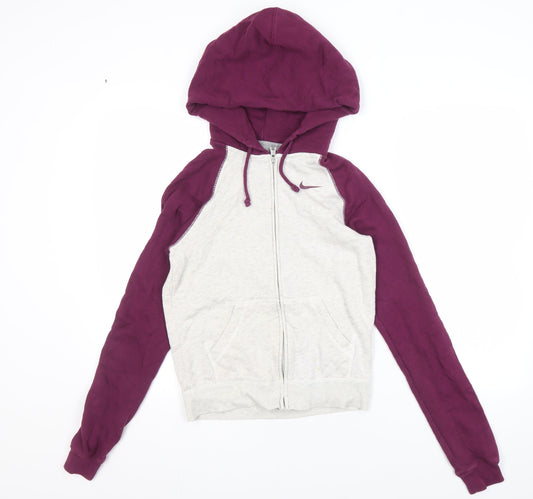 Womens UK XS Regular Nike Grey Full Zip Hoodie
