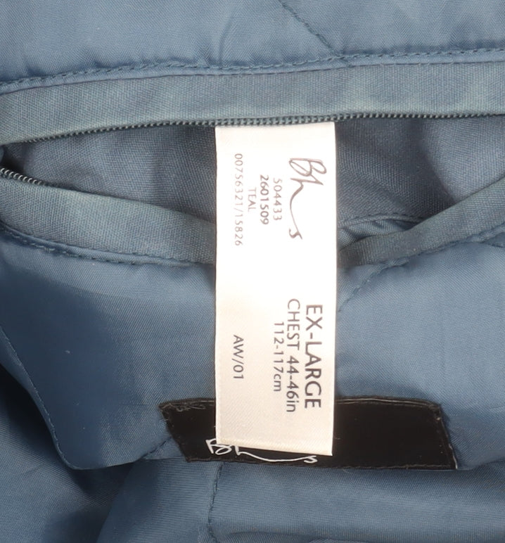 BHS Men's Blue Parka Jacket XL Stand-Up Collar Casual 44"-46"