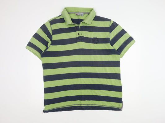 TOG24 Men's Green Striped Polo XL - Casual Spring/Summer Top