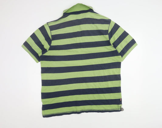 TOG24 Men's Green Striped Polo XL - Casual Spring/Summer Top