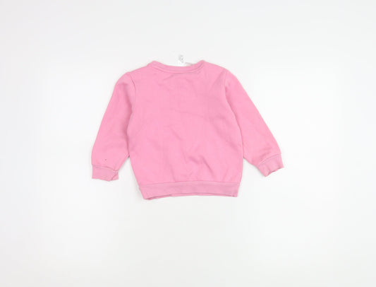 Adidas Girls Pink Jumper 2-3 Years, Logo Casual Knit