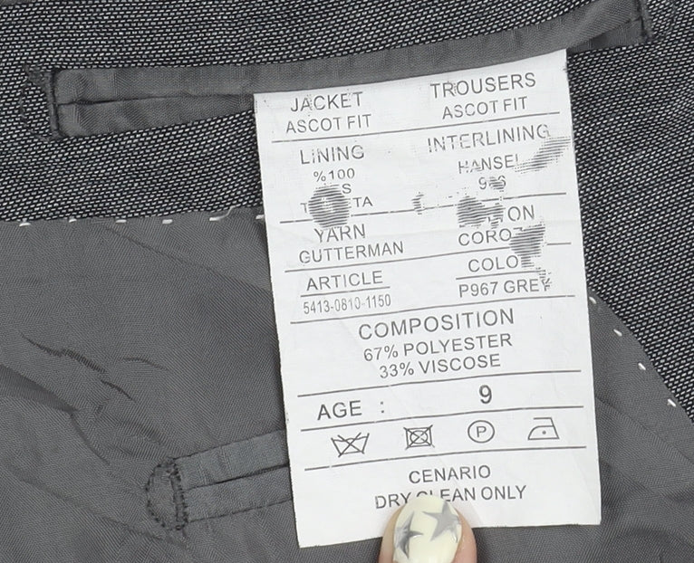 Cenario Boys' Grey Suit Set, 9 Years, Two-Button Jacket
