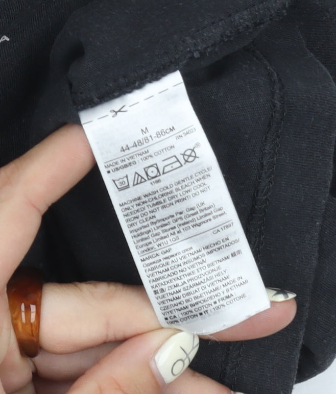 GAP Unisex Black Cotton Crew Neck Space T-Shirt, M