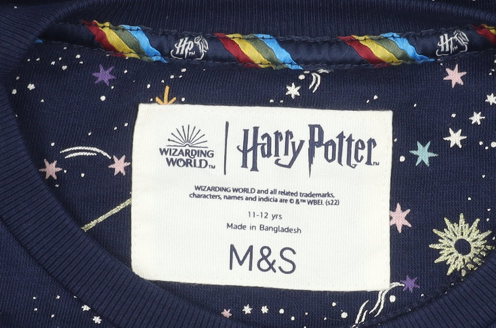 Additional view of Marks & Spencer girls’ blue harry potter sweatshirt, 11-12 years, embroidered