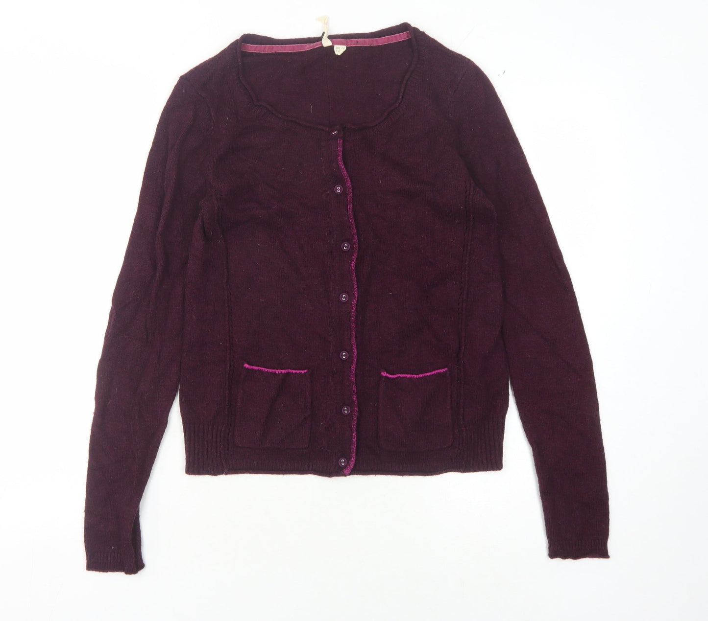 White Stuff Women's Purple Cardigan, Size 10, Scoop Neck