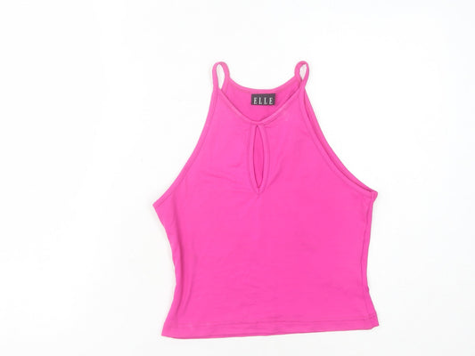 ELLE Women's Pink Cropped Tank Top, Size S