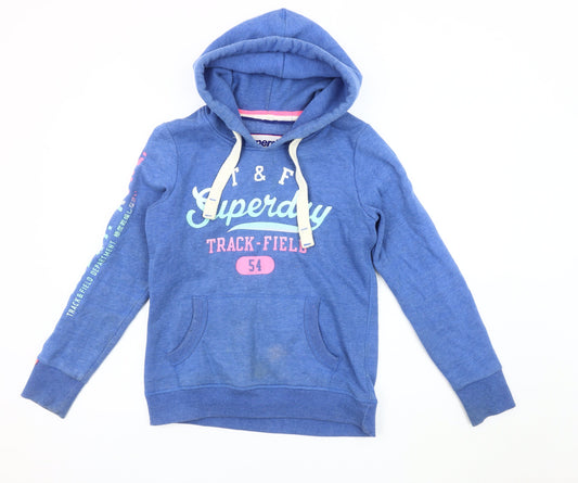 Womens UK S Regular Superdry Blue Pullover Hoodie