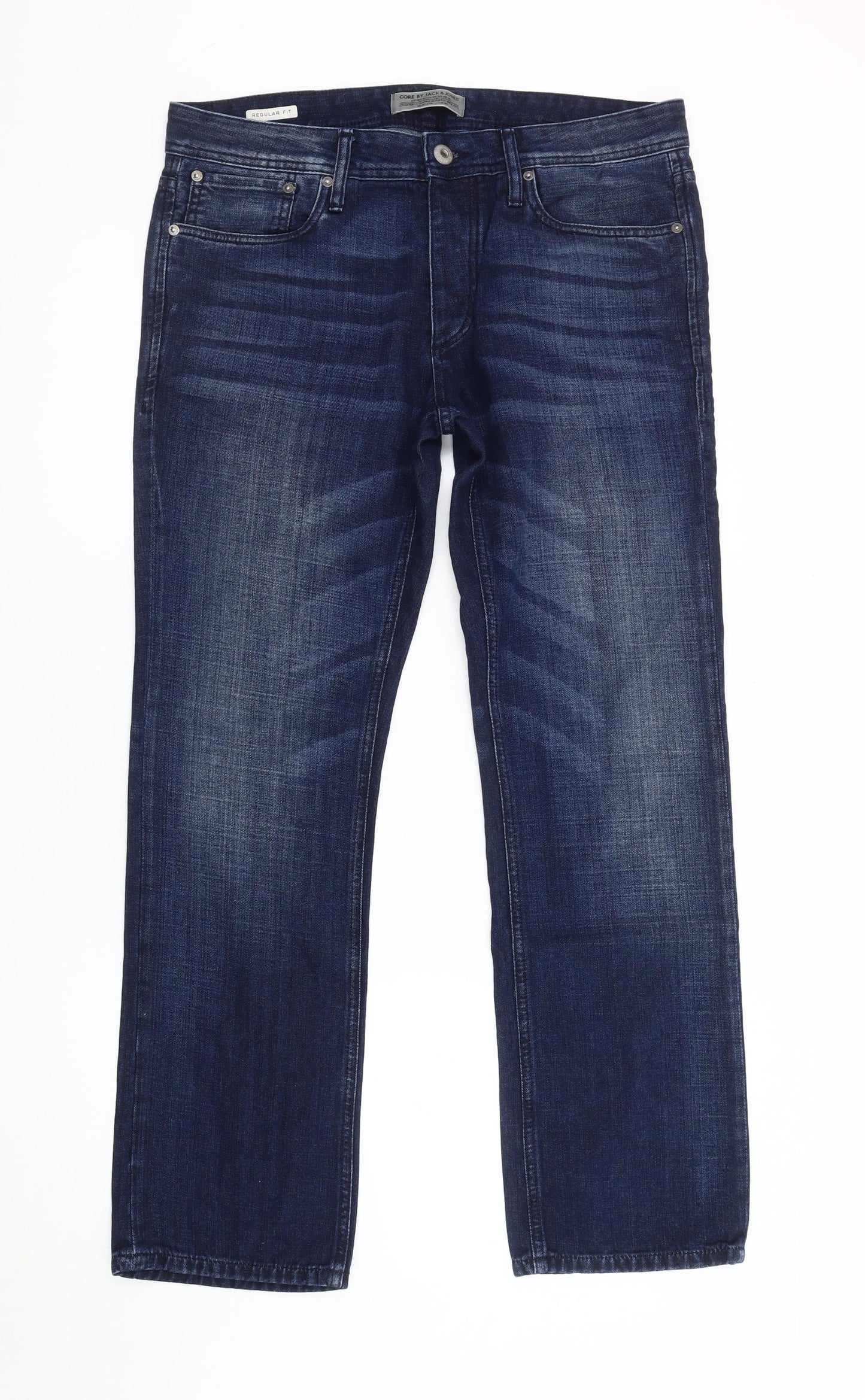 Jack & Jones Men's Blue Straight Jeans, Size 34, Regular Fit
