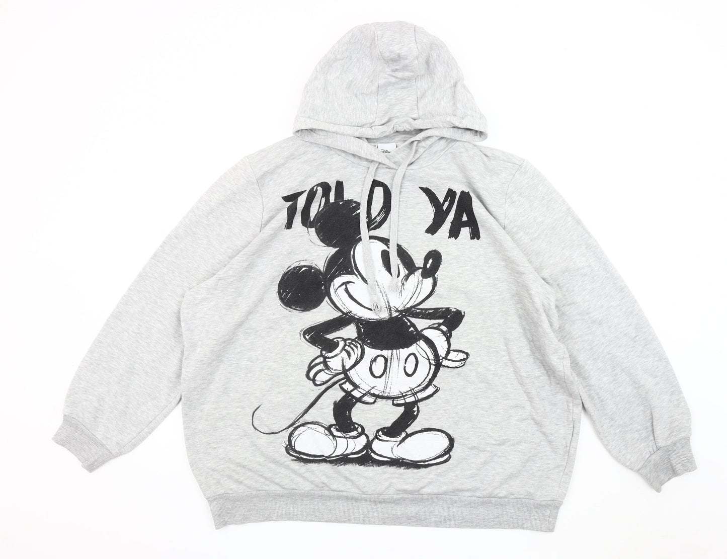 Disney Unisex Mickey Mouse Grey Pullover Hoodie L