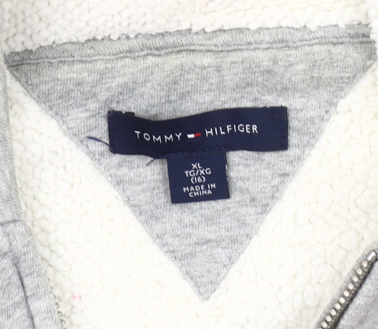 Tommy Hilfiger Teens Grey Logo Hooded Jacket XL