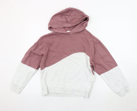 DKNY Teens Pink Colourblock Pullover Hoodie L
