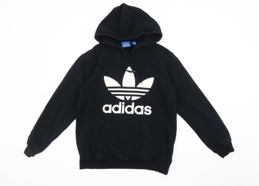 Additional front view of Adidas Men's Black Pullover Logo Hoodie, size S