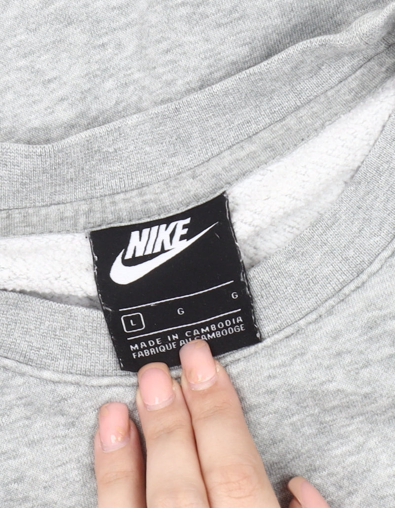 Nike Men's Grey Pullover Sweatshirt L, Logo Accent