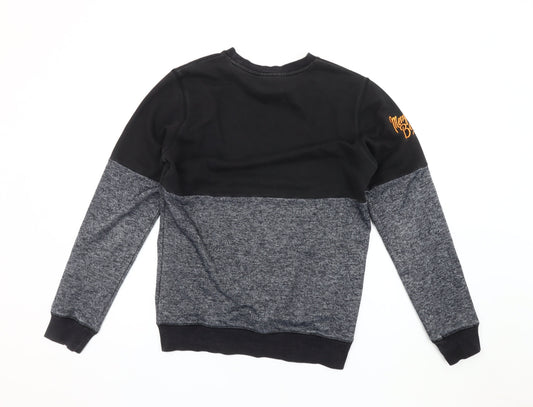 Hype Men's Black Grey Sweatshirt, Size 2, Embroidered Logo