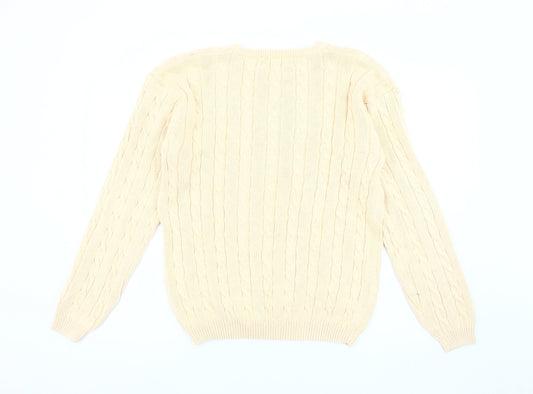 Tulchan Men's Beige Cable-Knit Pullover Jumper M