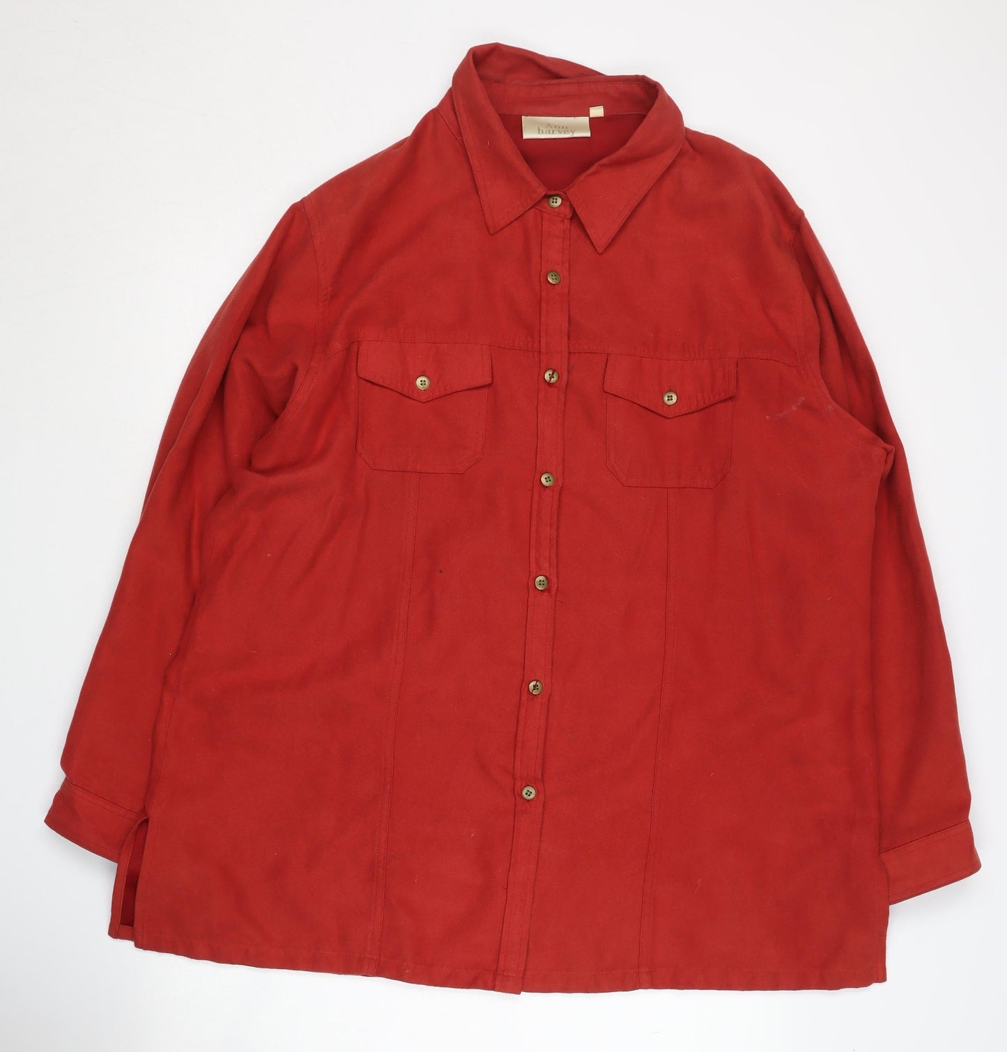 Ann Harvey Women's Red Button-Up Shirt Size 22