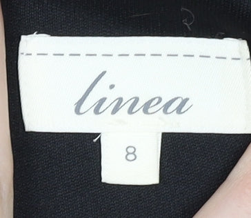 Brand and care label for Linea Women's Black, size 8, Sheath Dress