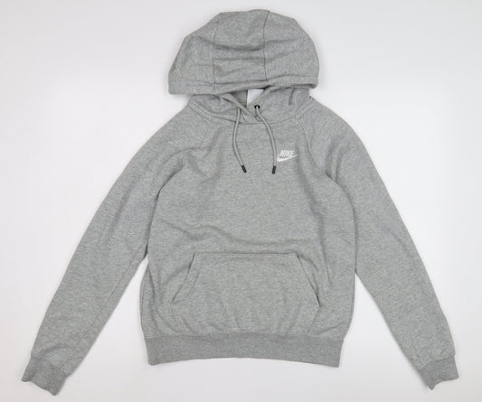 Womens UK XS Regular Nike Grey Pullover Hoodie