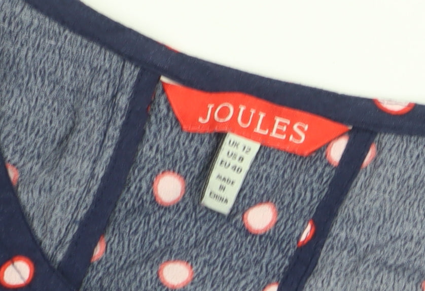 Joules Women's Blue Polka Dot Blouse Size 12