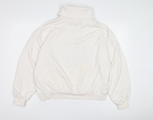 Bershka Unisex White M Logo Sweatshirt