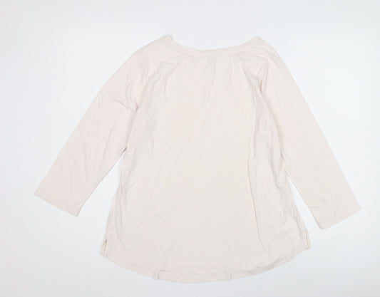 Fat Face Women's Ivory 3/4 Sleeve Cotton Top S