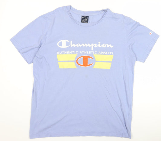 Mens UK Size M Champion Blue Cotton Blend T-Shirt