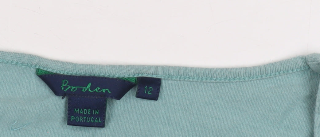 Boden Women's Green Blue Dress, Size 12, 3/4 Sleeve