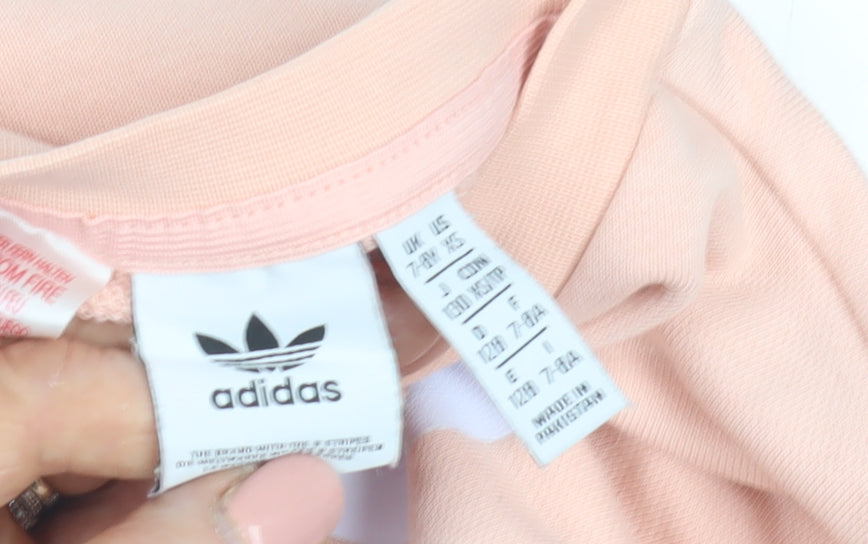 Adidas Girls Pink Pullover Sweatshirt, 7 Years, Logo Accent