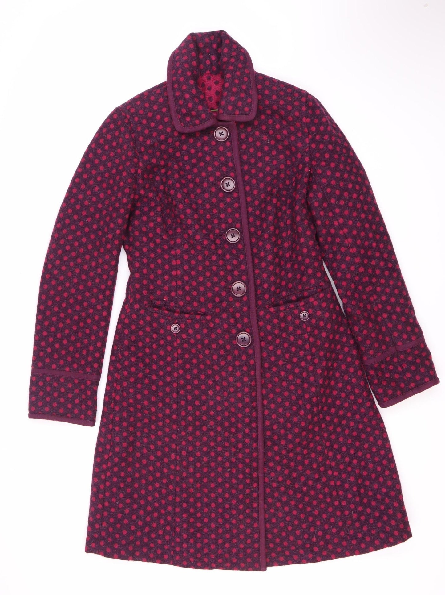 Boden Women's Red Polka Dot Trench Coat Size 12