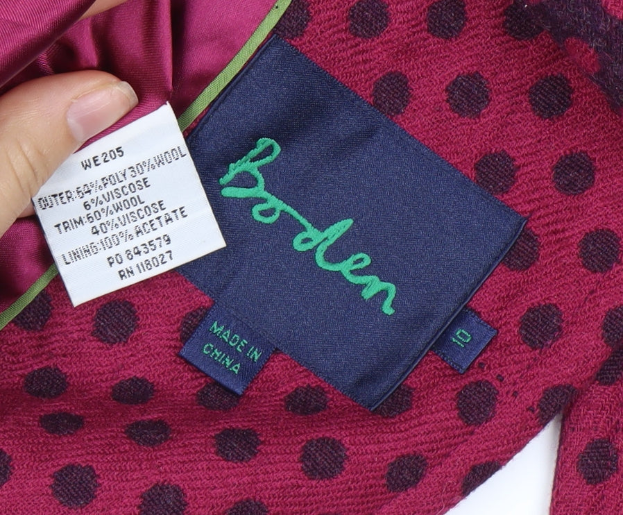 Boden Women's Red Polka Dot Trench Coat Size 12