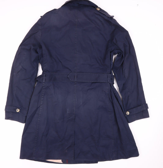 Boden Women's Blue Trench Coat Size 6 Belted Casual
