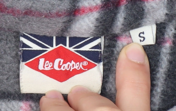 Close-up detail of Lee Cooper Men's Grey Check Long Sleeve Shirt Small