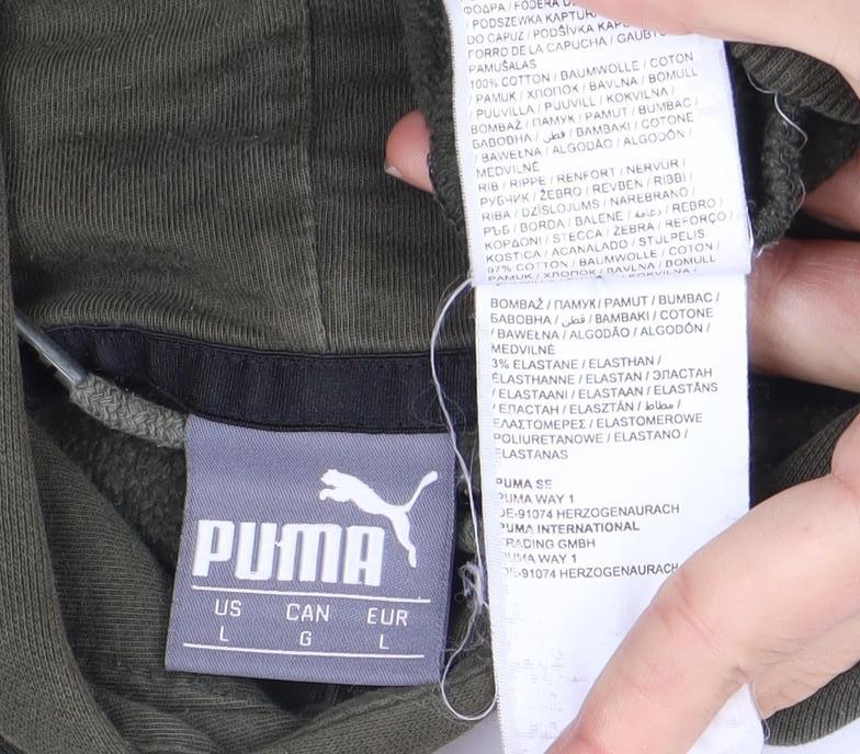 Puma Men's Green L Pullover Hoodie with Logo