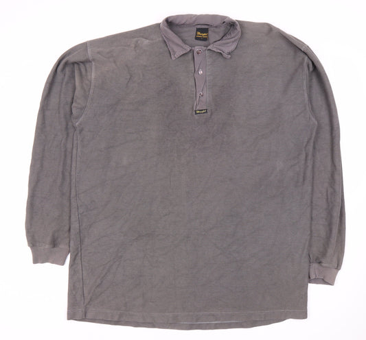 Wrangler Men's Grey Polo Shirt Long Sleeve Size L
