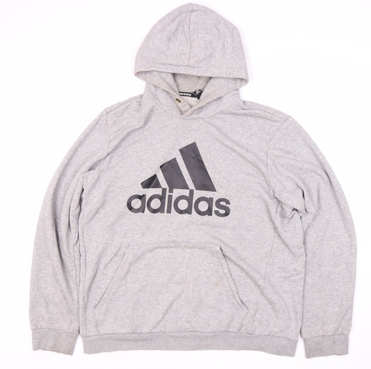 Adidas Men's Grey XL Pullover Logo Hoodie