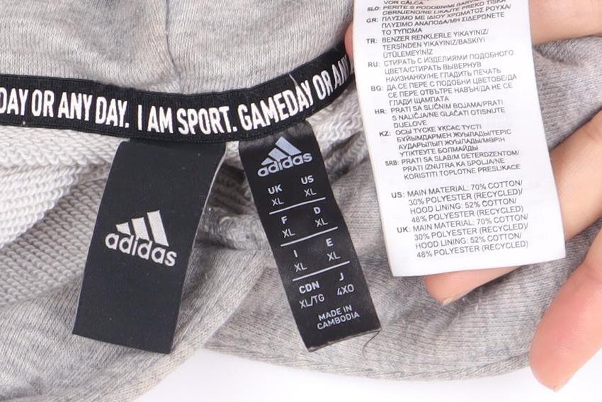 Adidas Men's Grey XL Pullover Logo Hoodie