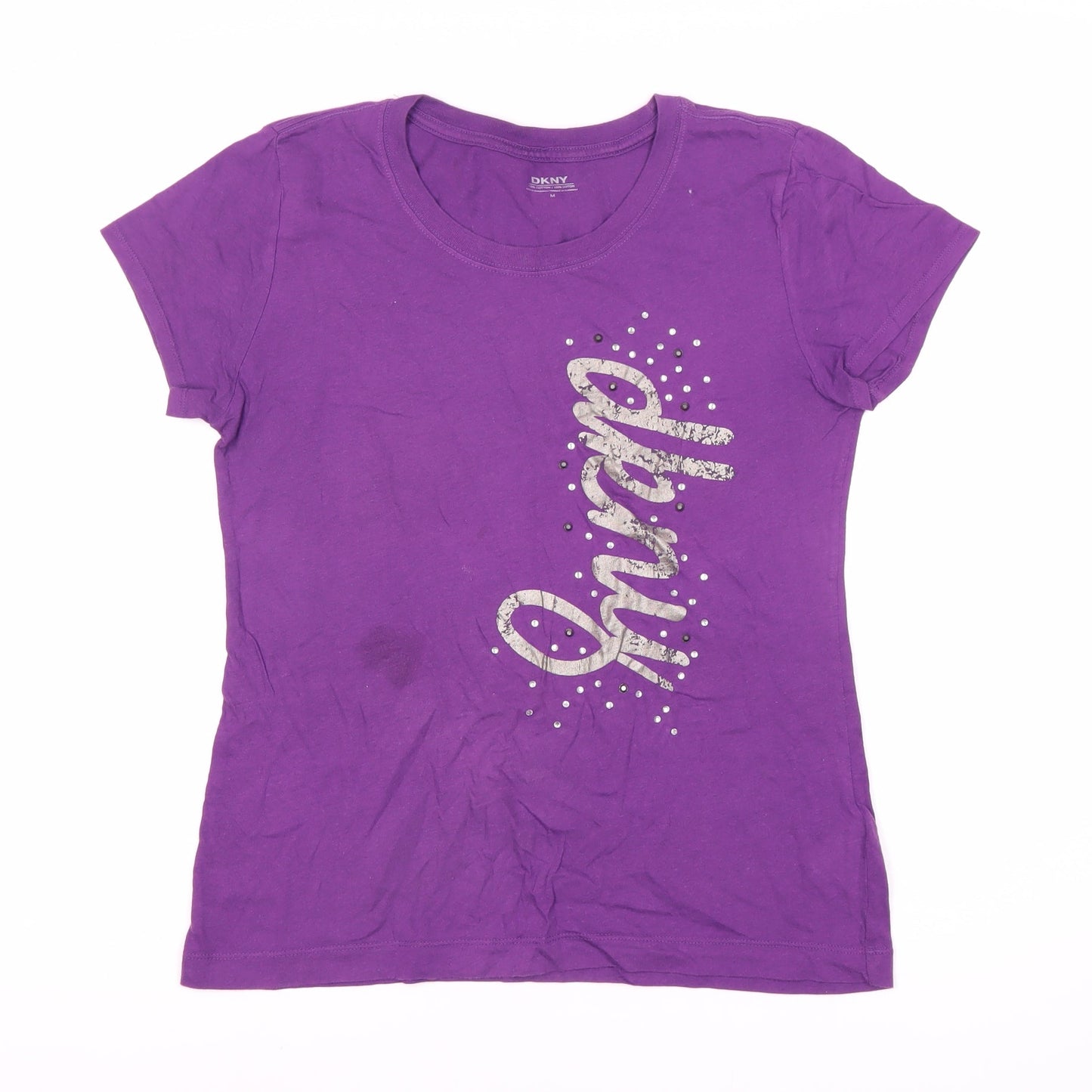 DKNY Women's Purple T-Shirt Studded Accents M