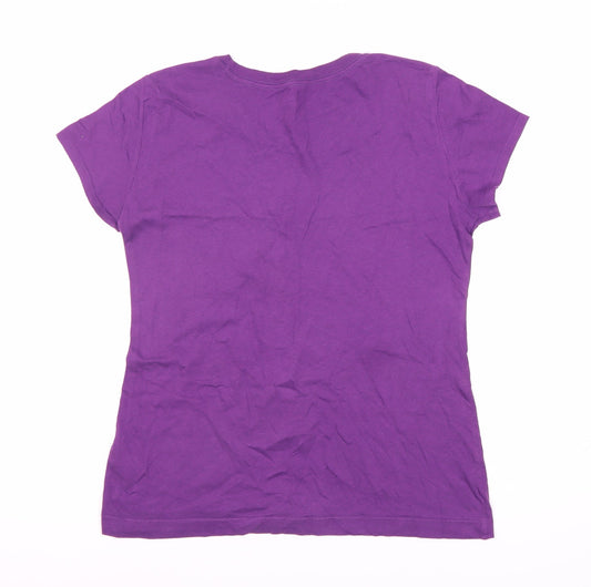 DKNY Women's Purple T-Shirt Studded Accents M