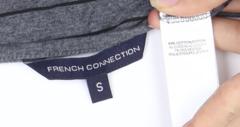 French Connection Women's Grey Striped T-Shirt S