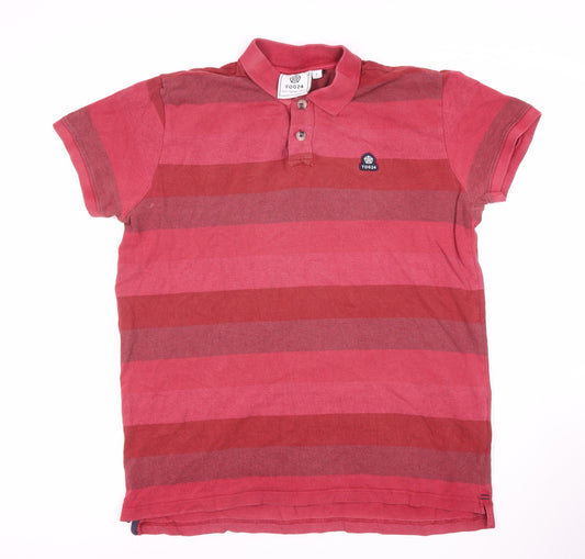TOG24 Men's Red Striped Polo Shirt Size L