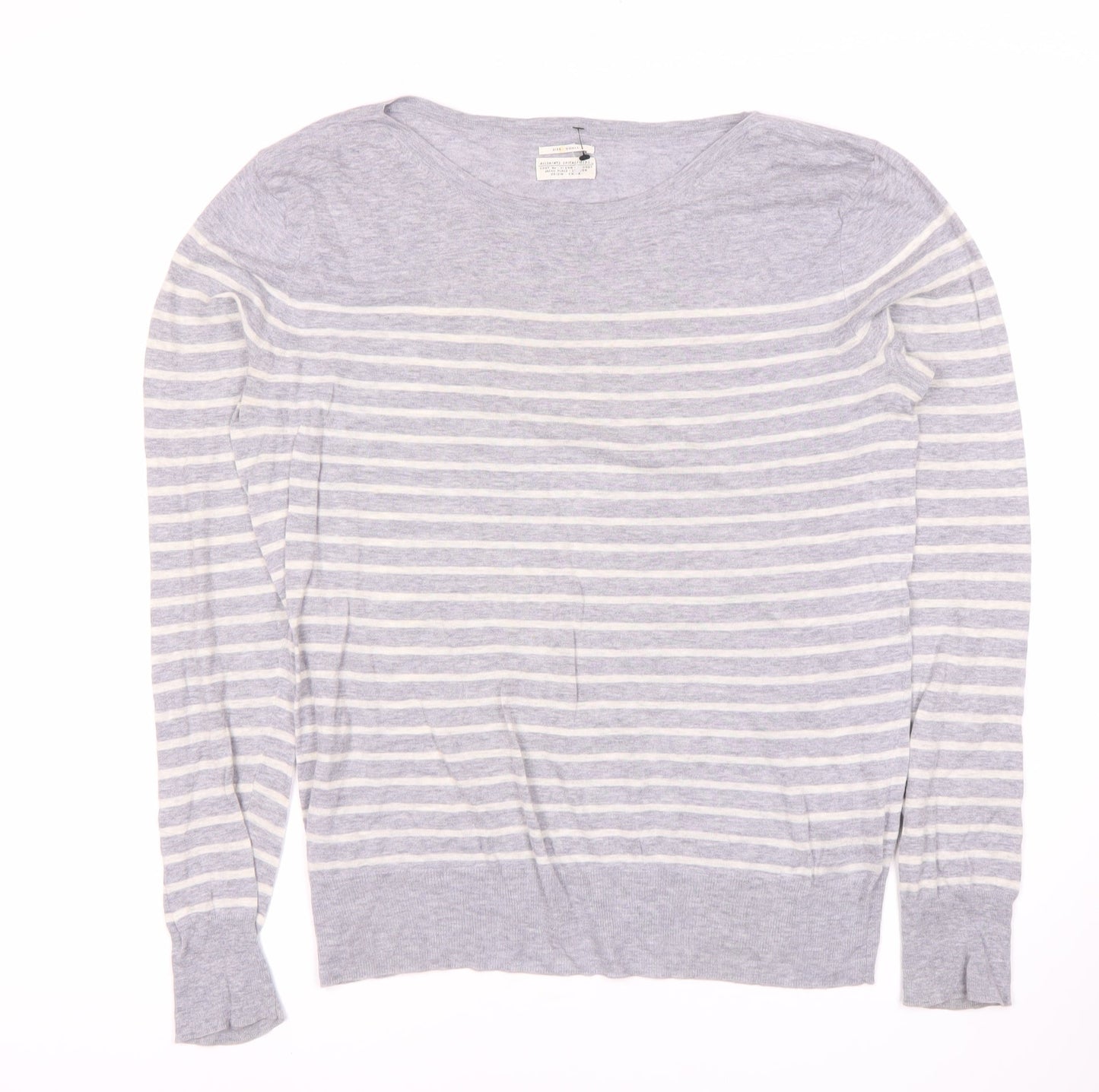 AllSaints Women's Grey Striped T-Shirt, Size S