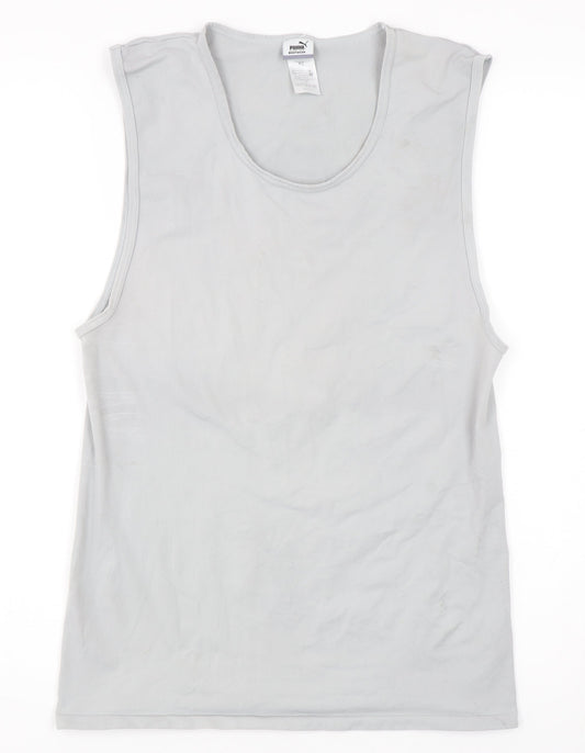 Additional front view of Puma Men's XL White Tank Top - Gym & Training Essential